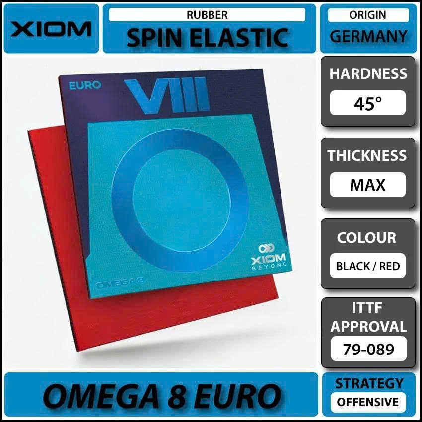 Mặt Vợt Bóng Bàn Xiom Omega 8 Europe Chính Hãng - Ma Sát Tối Ưu - Phản Hồi Tuyến Tính - Kiểm Soát Chính Xác Từng Cú Đánh